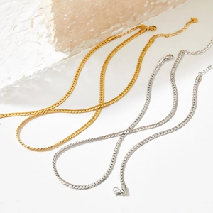 Stainless Steel Necklace And Bracelet Flat Snake Chain Hip Hop Retro Herringbone Cuban Jewelry For Men Women