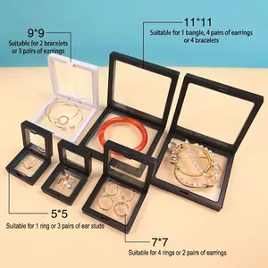 PE film jewelry display frames in black and white with 5x5cm to 11x11cm size options