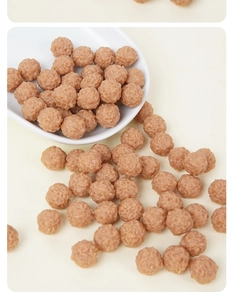 Macro detail of miniature beef meatballs with realistic porous texture for DIY food models