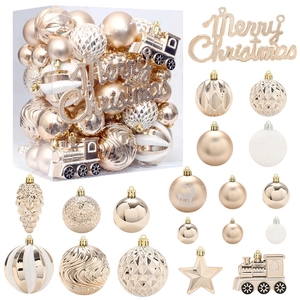 Boules de Noël en Plastique Peint Blanc Champagne Clair Ornements Suspendus pour Arbre de Noël Décoration de Fête