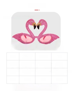 Pink flamingo party sunglasses with glitter frame and rhinestone details for cosplay