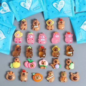 Luminous Capybara Mini Resin Figurines Cartoon Animal Night Light Blind Bag Toy DIY Accessories Desktop Decor Gift