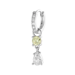 Boucles d'oreilles pendantes argentées avec cristaux zircons jaunes et clairs