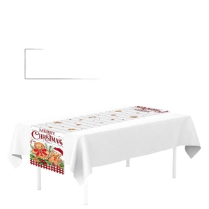 Gingerbread man Christmas table runner with festive patterns and Merry Christmas text decor