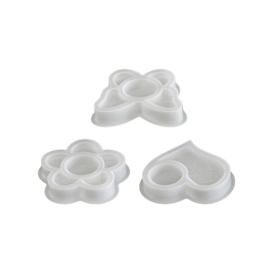 DIY silicone molds set featuring butterfly flower and heart shapes for resin candle holders