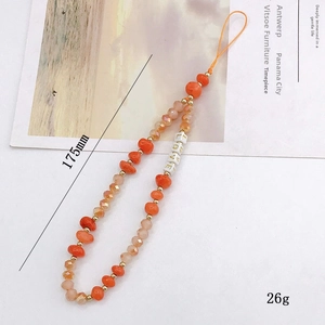 Colorful crystal beaded phone strap with LOVE letters and orange irregular stones