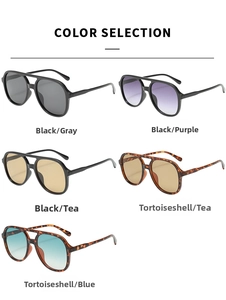 Selezione colori di occhiali da sole aviator retrò a doppio ponte con lenti sfumate