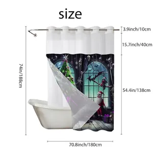 Waterproof double-layer Christmas shower curtain with skeleton tree and size dimensions