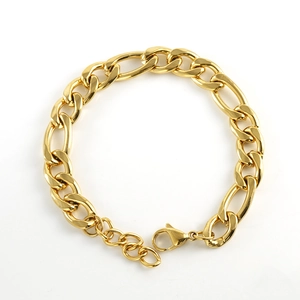 Bracciale a catena Figaro dorata in acciaio inossidabile con chiusura a moschettone