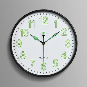 Silent Wall Clock Plastic Luminous Glow In The Dark Round Quartz Minimalist For Living Room Bedroom Office