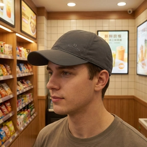 Men's dark grey quick-dry breathable baseball cap with sports embroidery for sun protection