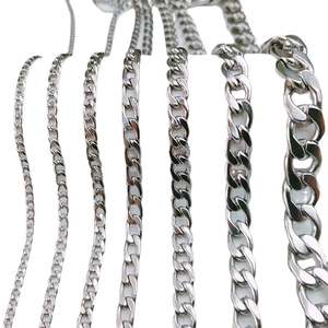 Polished silver stainless steel Cuban link necklaces for men and women in various sizes