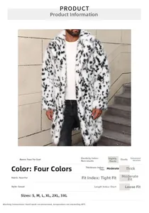 Tableau des tailles et détails du tissu pour manteau en fourrure pour hommes