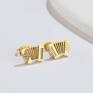 Boucles d'oreilles accordéon minimalistes en acier inoxydable doré au design créatif