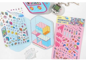 Detailed 2.5D underwater laboratory themed 3-sheet stationery stickers with coral motifs