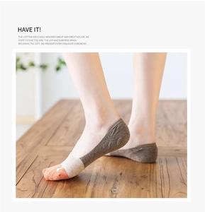 Close-up of tricolor cotton invisible socks featuring cartoon rabbit embroidery detail