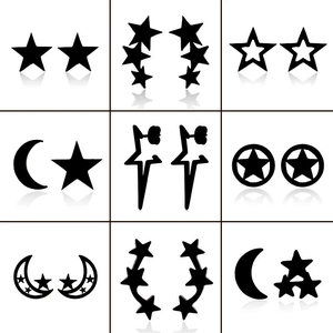 Minimalist Stainless Steel Stud Earrings Celestial Star Moon Geometric At Symbol Punk Personalized Jewelry For Women