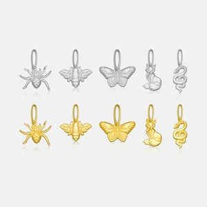 S925 Sterling Silver Animal Charm Pendant Bee Spider Snake Butterfly Fox Minimalist Jewelry For Women DIY Necklace Accessories