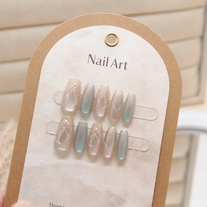 Faux Ongles Ballerine Plastique ABS Œil De Chat Magnétique Motif Flamme Ongles Amovibles Pour Femmes