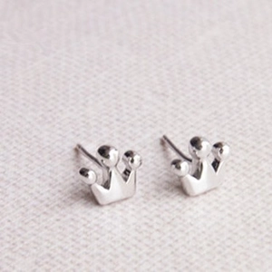 Alloy Crown Stud Earrings Minimalist Sweet Princess Style Geometric Jewelry For Women Girls Everyday Wear Accessories