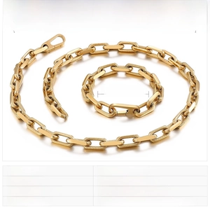 Detailed technical diagram showing dimensions for gold paperclip link necklace and bracelet