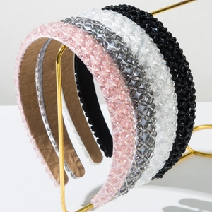Crystal Beaded Headband Luxury Vintage Satin Hairband Handcrafted Fashion Hair Accessories For Women Girls