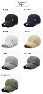 Matrix display of seven quick-dry baseball caps with 'FASHION' embroidery and reflective trim