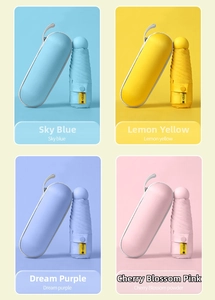 UPF50+ ultra-light five-fold capsule umbrellas in four colors with matching hard cases