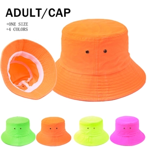 Cotton Neon Color Bucket Hat Sun Protection Wide Brim Fisherman Cap With Metal Eyelets For Outdoor Travel Festival Unisex