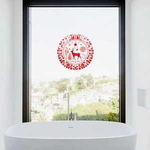 Red Christmas Reindeer Wall Sticker PVC Mandala Snowflake Window Decal For Home Bedroom Living Room Glass Door Festive Decor