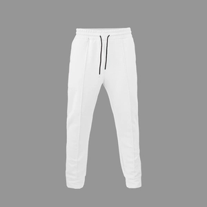 Pantaloni jogger da uomo bianchi in maglia a nido d'ape con coulisse ed elastico alle caviglie
