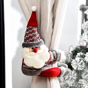 Boucle de Rideau en Peluche Dessin Animé de Noël Père Noël Bonhomme de Neige Renne Attache pour Décoration de Fenêtre Maison