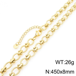 Collier en acier inoxydable plaqué or 18 carats avec fermoir mousqueton et détails