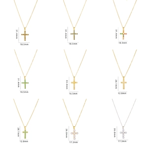 Cross Pendant Necklace Titanium Steel Cubic Zirconia Inlaid Plated Jewelry Fashion Women Religious Hip Hop Accessories