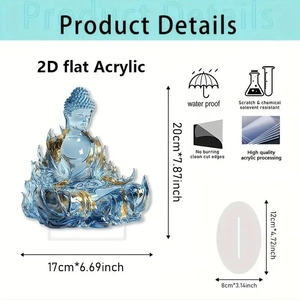 2D Acrylic Buddha Statue Desk Decor for Living Room Office with Dimension Details