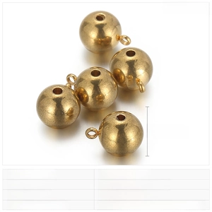 10mm 18K gold plated stainless steel hollow spacer beads with rings for jewelry making