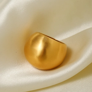 Minimalist 18k gold plated stainless steel chunky ring with a matte brushed finish