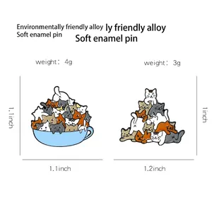 Pins en émail de chat dessin animé en alliage écologique avec motifs de chats