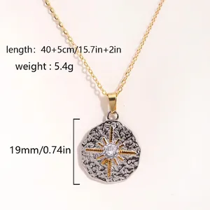 Détail du pendentif pétale rétro avec motif étoilé et dimensions précises indiquées