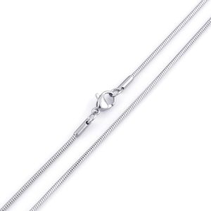 Collier chaîne serpent en acier inoxydable argenté poli avec fermoir mousqueton sûr