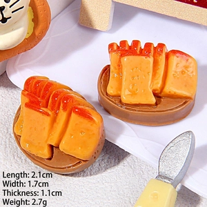 Macro detail of miniature resin toast bread model with realistic toasted texture and size
