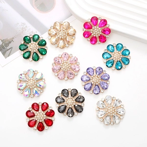 DIY Alloy Rhinestone Flower Charms Teardrop Gemstone Sparkling Accessories For Jewelry Making Phone Case Decor Crafting