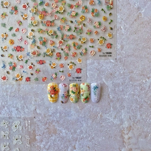 Pegatinas de uñas 5D con relieve de flores vintage para decoración de uñas creativa