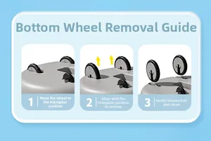 Three-step diagram showing the removal of a cat toy's wheel component with a triangular indicator