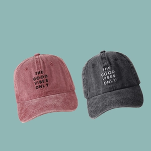 Casquettes de baseball vintage en coton délavé avec broderie The Good Vibes Only