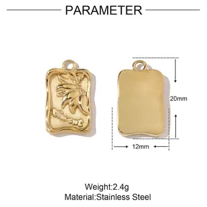 French crescent angel eye stainless steel pendant with palm leaf design 20x12mm