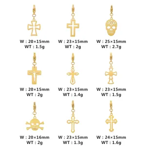 Stainless Steel Cross Skull Pendant Charms With Lobster Clasp For DIY Jewelry Making Gothic Hip Hop Style Accessories