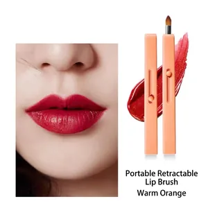 Portable Retractable Lip Brush Synthetic Fiber Mini Lipstick Applicator For Professional Makeup Artist Travel Friendly