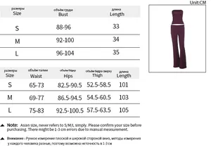 Tableau des tailles pour ensemble haut bustier sexy et pantalon de yoga zippé en cm