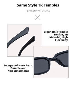 Detail of TR material polarized sunglasses featuring ergonomic temples and integrated nose pads